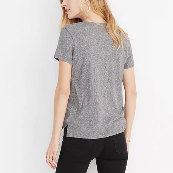 NWT Madewell Cotton V-Neck Pocket Tee Small Gray - Picture 2 of 10